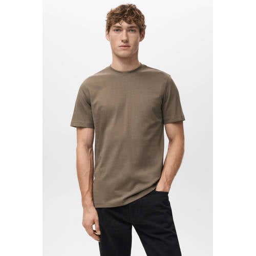 Mango Man Aansluitend T-shirt bruin afbeelding