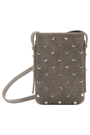 suede telefoontasje met studs grijs