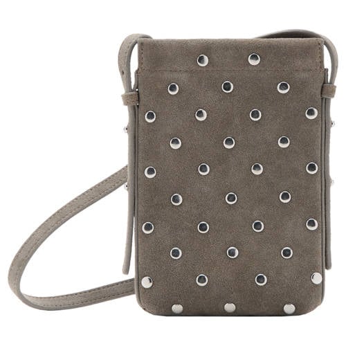Mango suede telefoontasje met studs grijs afbeelding