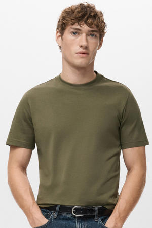slim T-shirt donkergroen