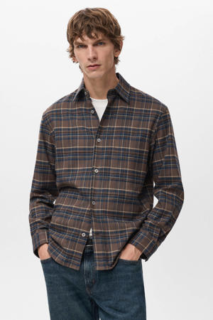 Comfort geruit casual overhemd bruin