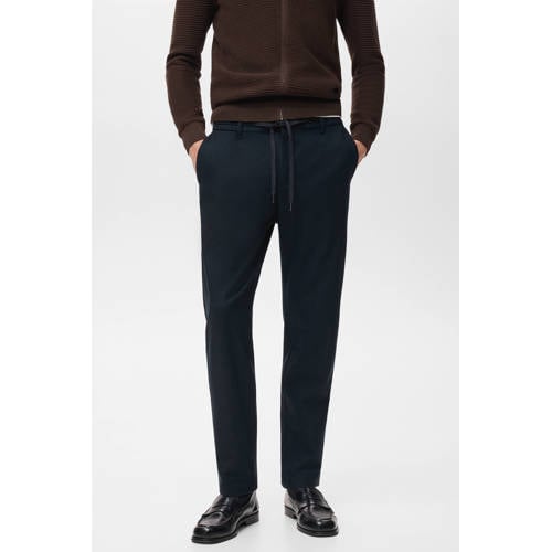 Mango Man slim casual broek donkerblauw afbeelding