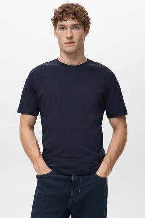 slim T-shirt marineblauw
