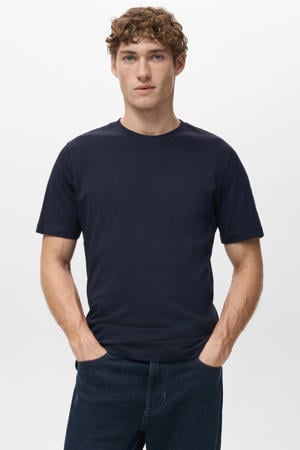 slim T-shirt marineblauw