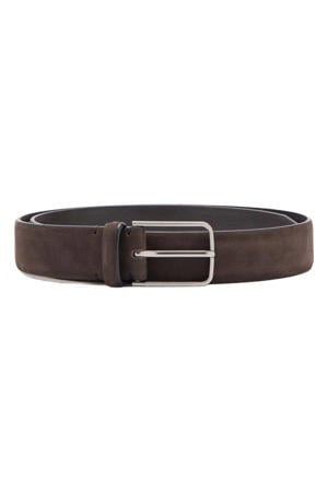 suede riem donkerbruin