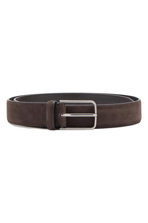 suede riem donkerbruin