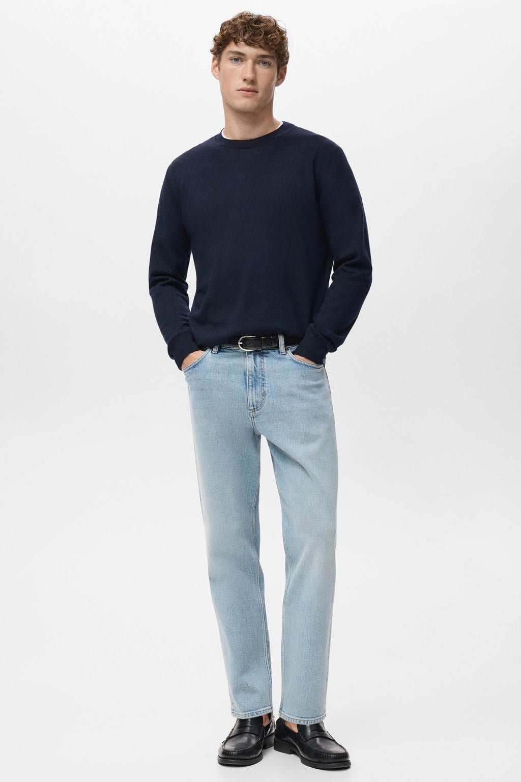 Mango Man tapered jeans changeant blauw