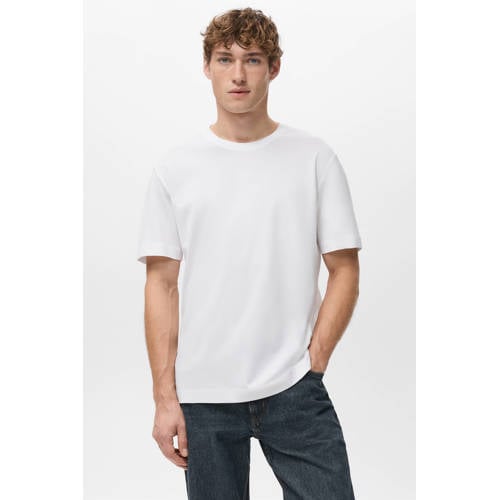 Mango Man Rechtvallend T-shirt wit afbeelding