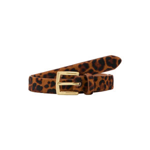 suede riem met panterprint bruin