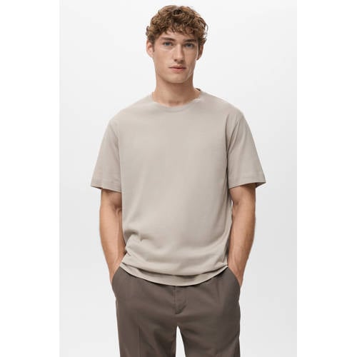 Mango Man Rechtvallend T-shirt lichtbruin afbeelding
