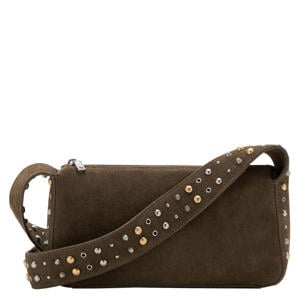 suede crossbody tas kaki