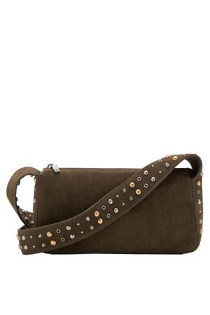 suede crossbody tas kaki