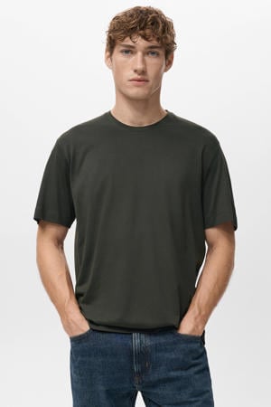 regular T-shirt donkerbruin