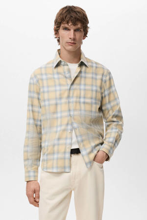 Comfort geruit casual overhemd geel