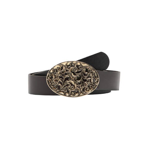 Mango leren riem donkerbruin afbeelding