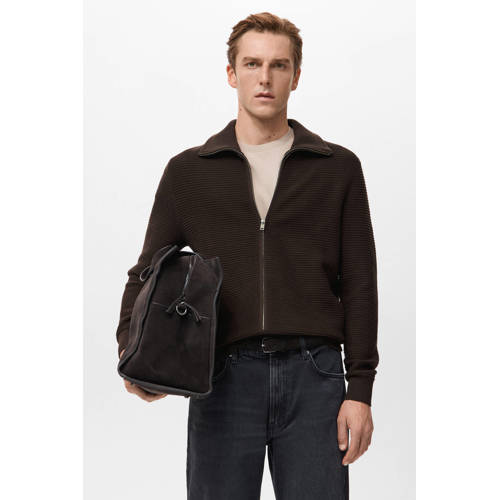 Mango Man vest gebreid donkerbruin afbeelding