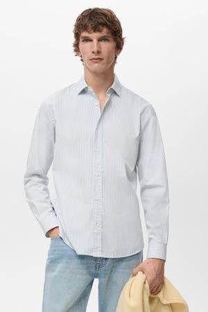 Regular gestreepte casual overhemd lichtblauw