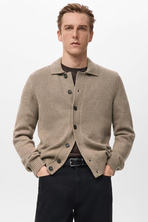vest met wol gebreid beige