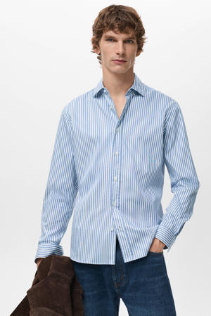 Regular gestreepte casual overhemd blauw