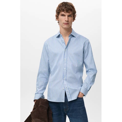 Mango Man Regular gestreepte casual overhemd blauw afbeelding