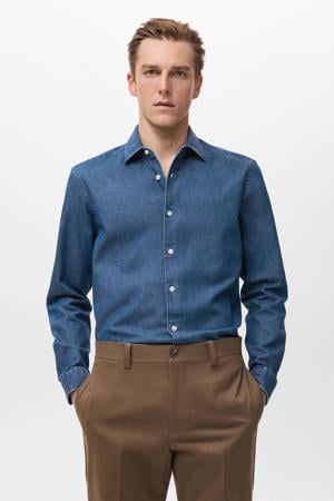 slim casual overhemd donkerblauw