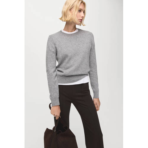 Mango Straight high waist broek donkerbruin afbeelding