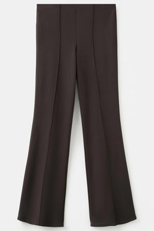 straight high waist broek donkerbruin