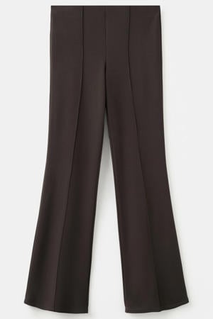 straight high waist broek donkerbruin