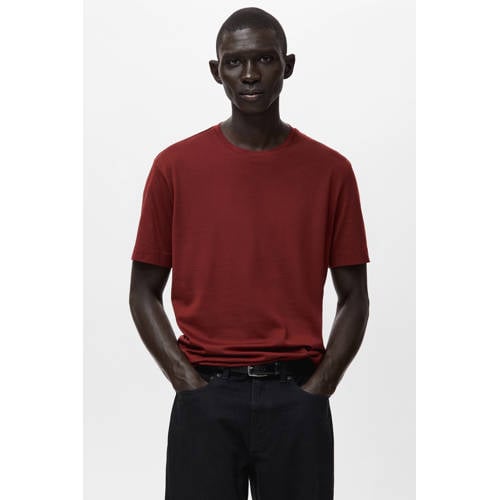 Mango Man Rechtvallend T-shirt donkerrood afbeelding