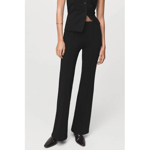 Mango Straight high waist broek zwart afbeelding