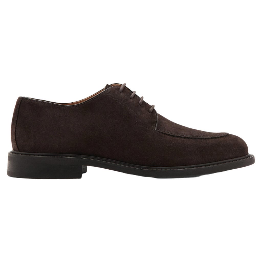Bruine heren Mango Man suède veterschoenen