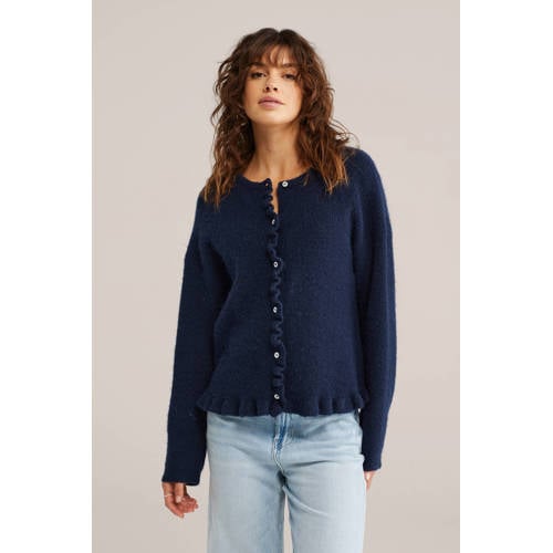 WE Fashion gebreid vest donkerblauw afbeelding