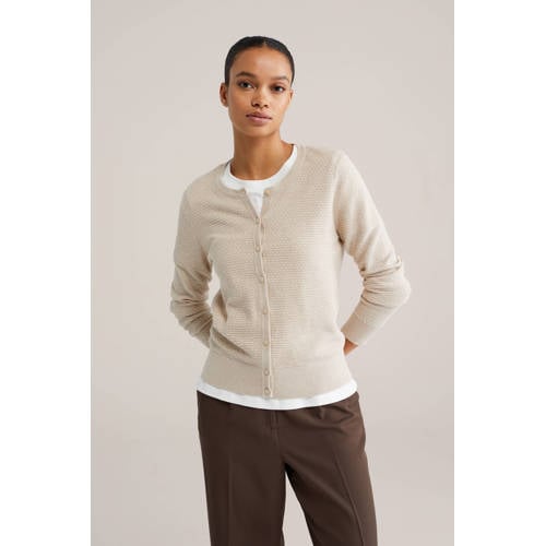 WE Fashion gebreid vest beige afbeelding
