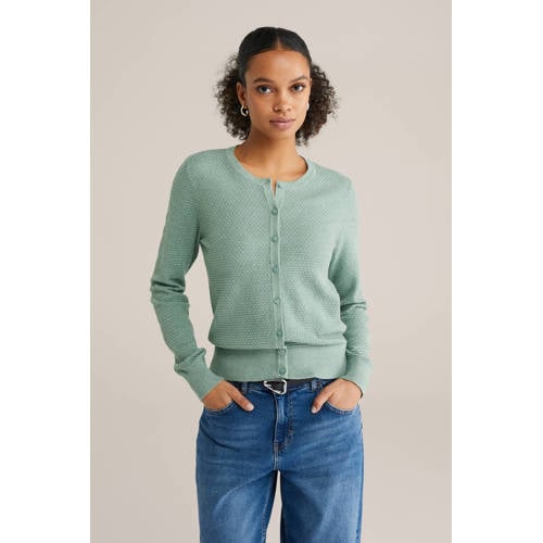 WE Fashion gebreid vest lichtgroen afbeelding