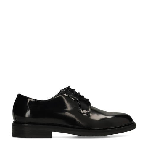 Manfield lakleren veterschoenen zwart afbeelding