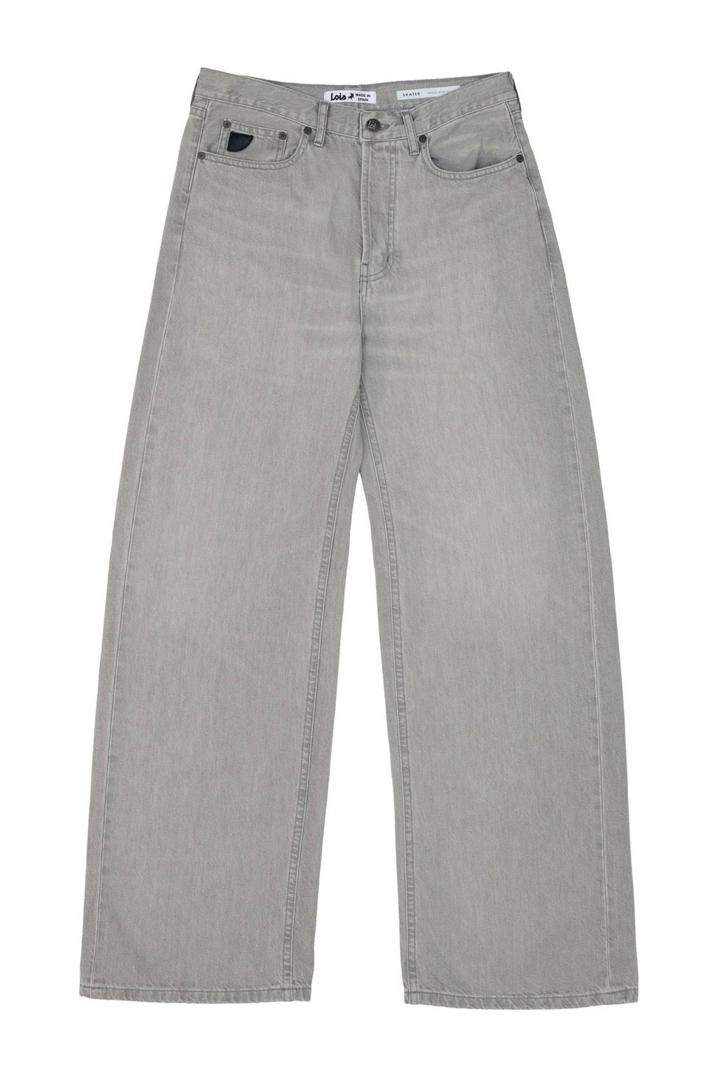 Grey denim dames Lois loose fit jeans van denim met regular waist en effen