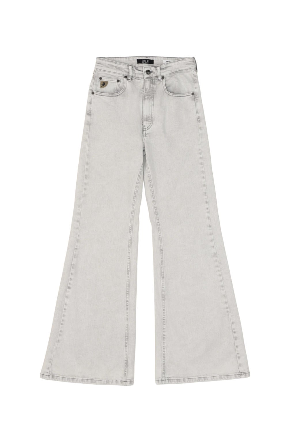 Grey denim dames Lois wide leg jeans wide leg jeans van denim met rits- en knoopsluiting en effen