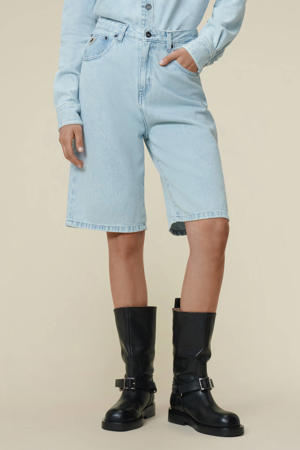 relaxed regular waist short light blue denim