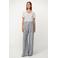 Lois wide leg high waist gestreepte broek met linnen antraciet