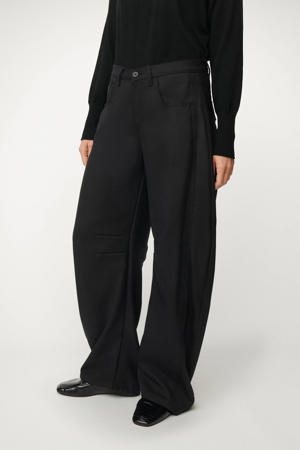 barrel regular waist broek met wol zwart
