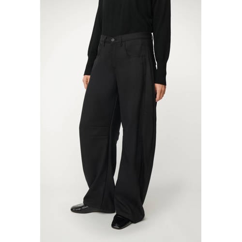 Lois barrel regular waist broek met wol zwart afbeelding