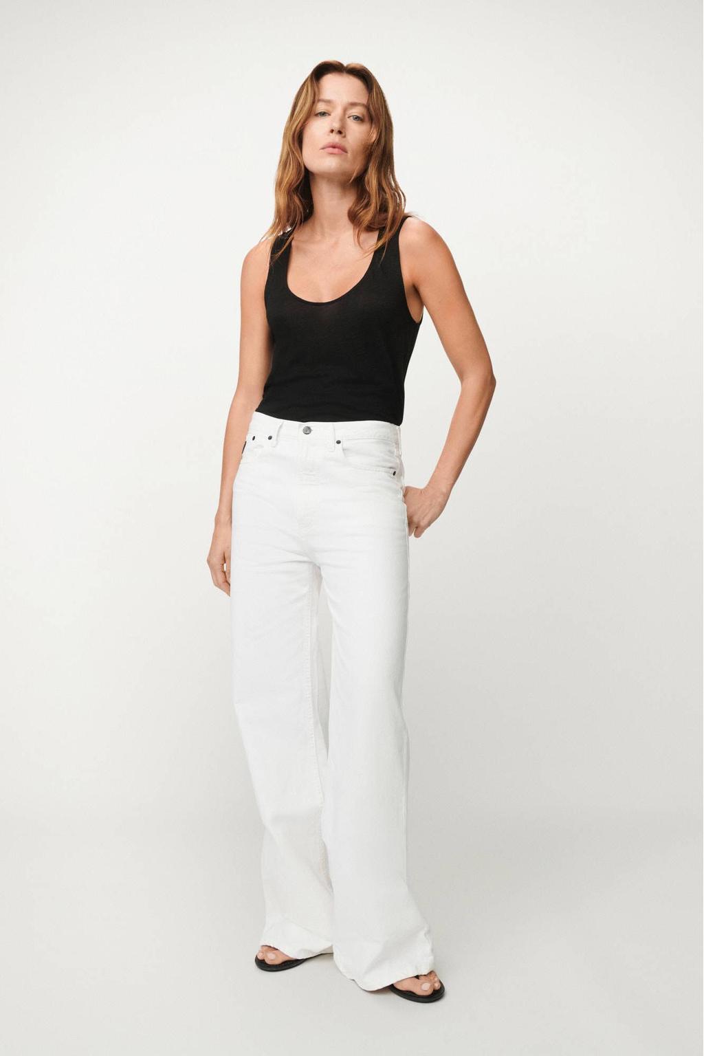 Witte dames Lois low waist loose fit jeans van denim met effen
