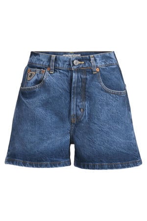 regular waist short dark blue denim