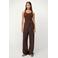 Lois wide leg high waist broek met linnen donkerbruin