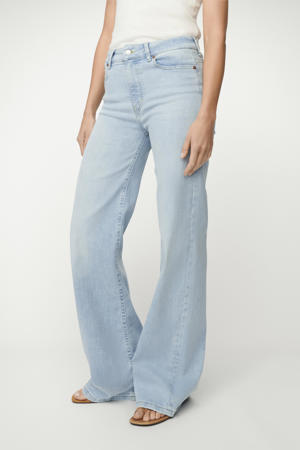 wide leg jeans light blue denim
