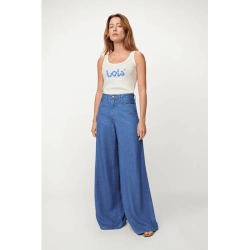 Lois high waist wide leg jeans medium blue denim afbeelding