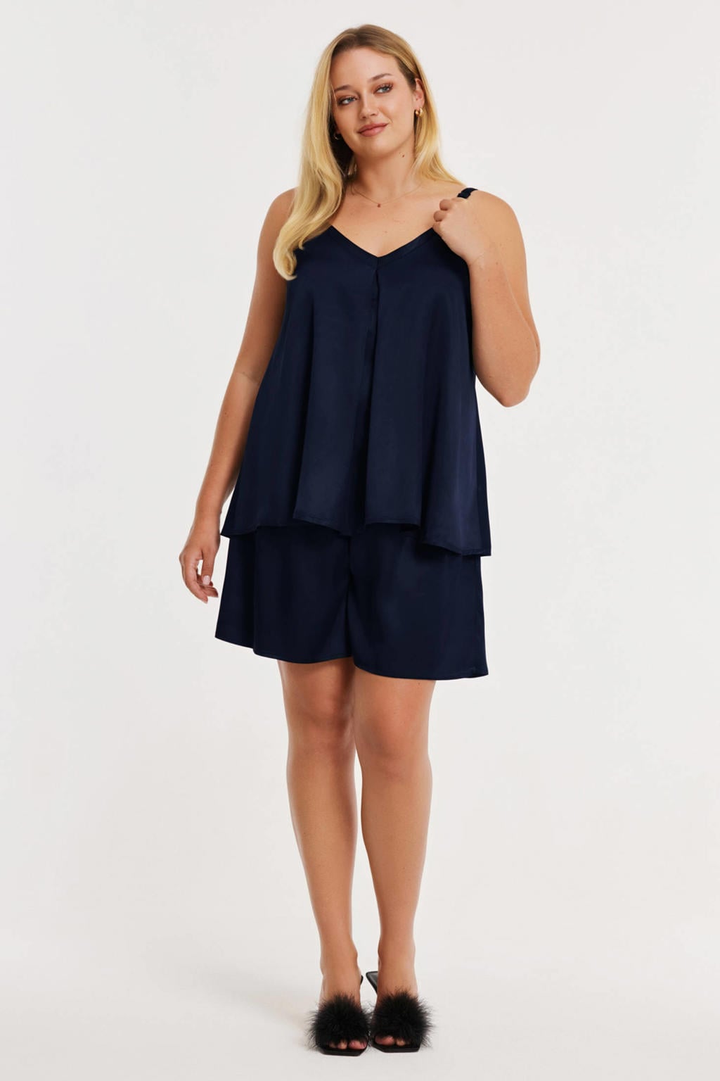 YOEK Morning Muse spaghettitop blauw