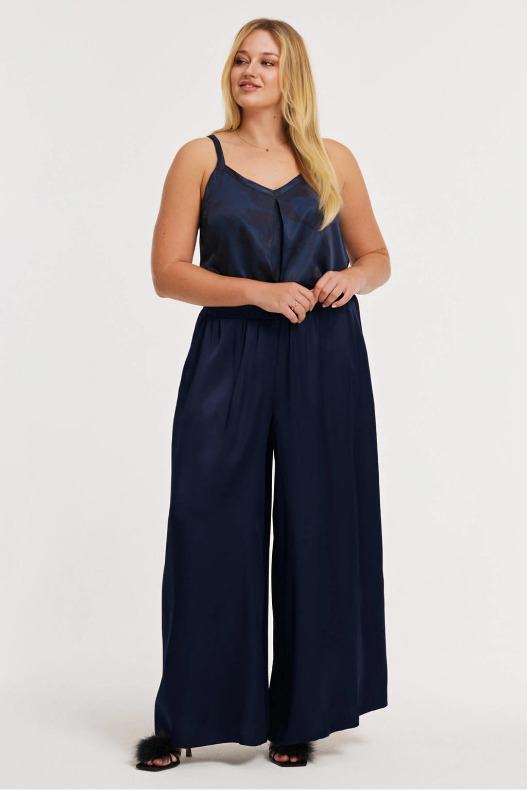 YOEK Morning Muse regular waist pantalon blauw