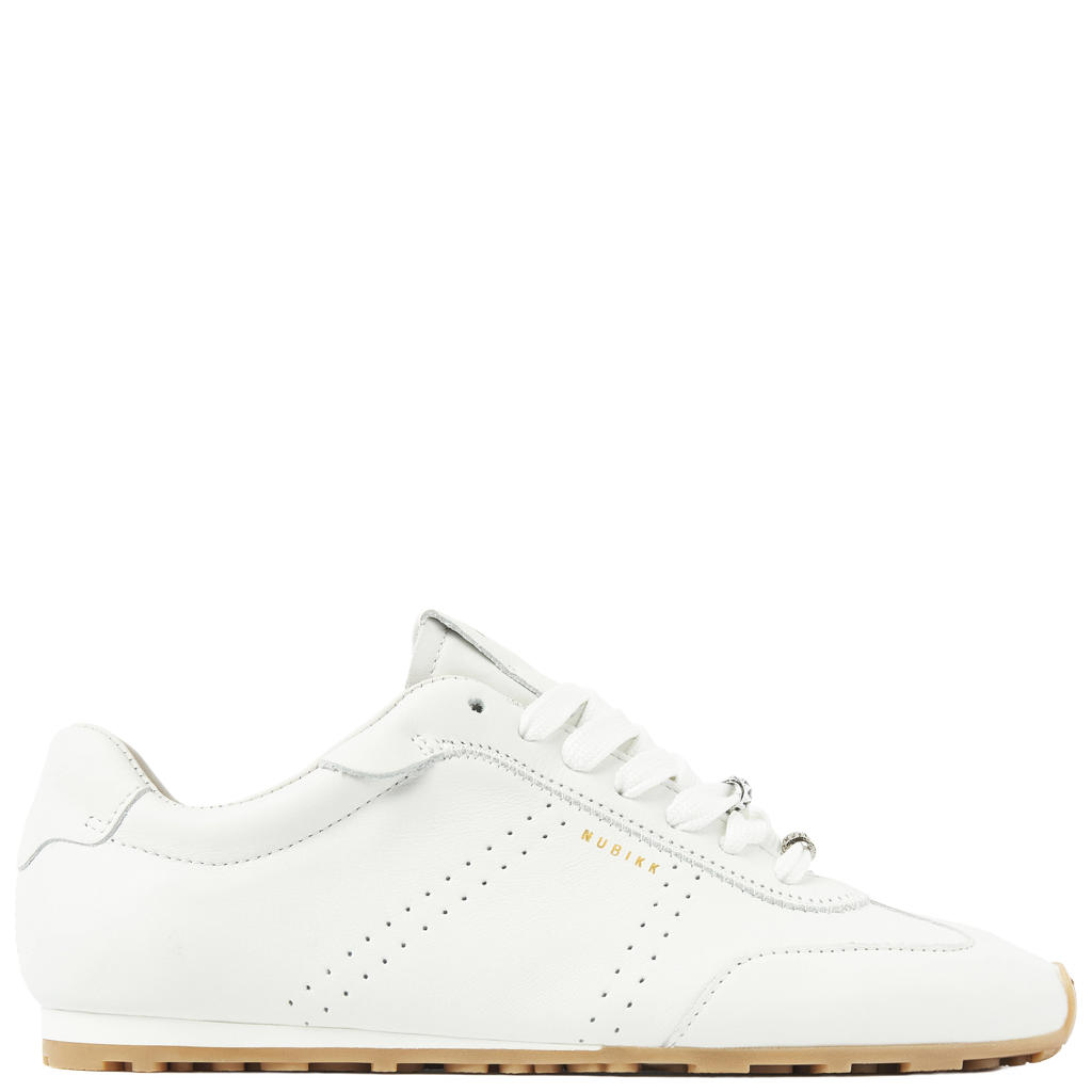 Witte dames Nubikk Billy Lou leren sneakers met veters