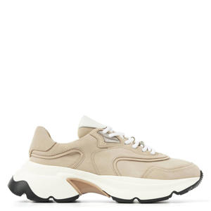 chunky leren sneakers taupe
